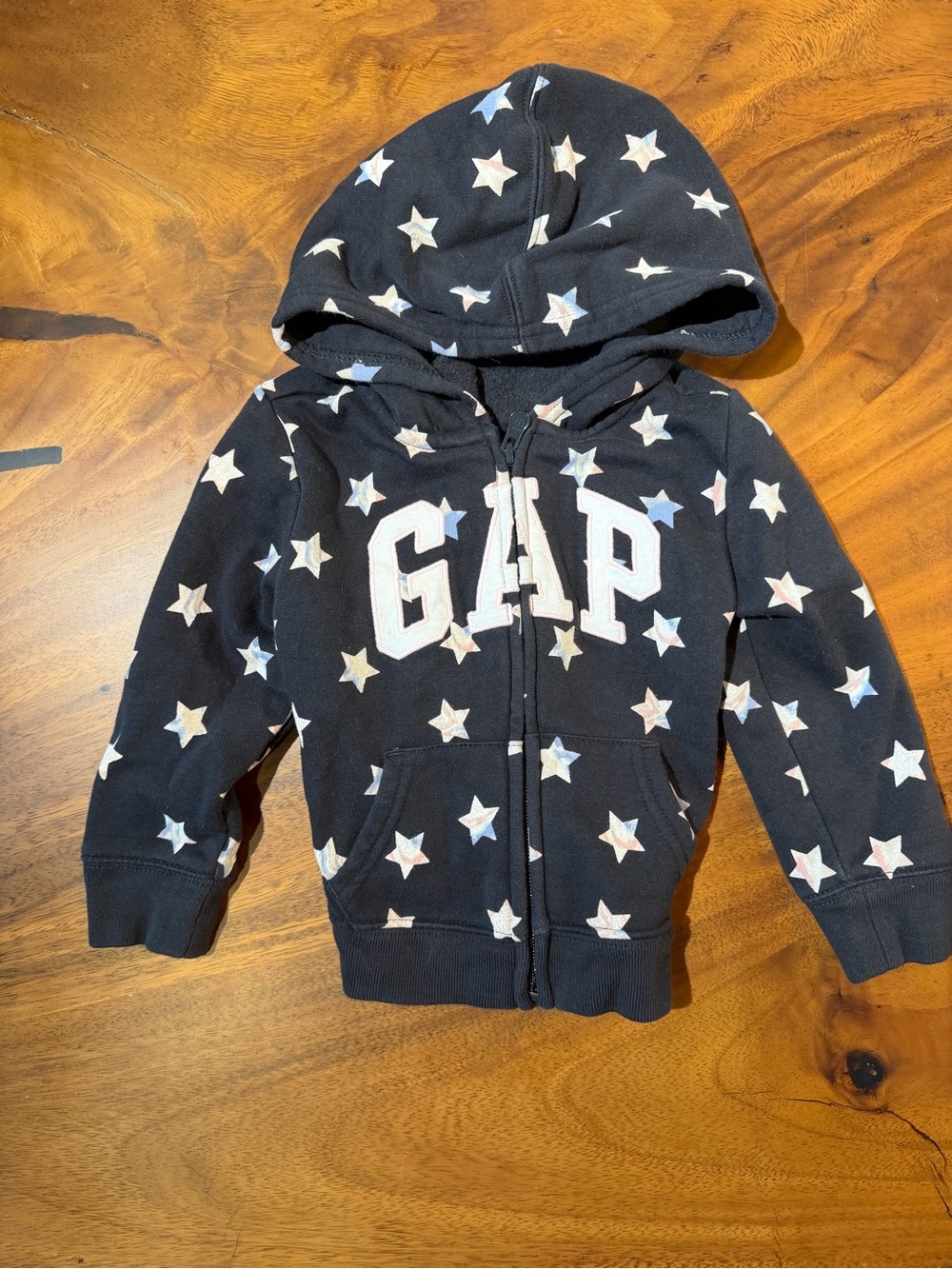 GAP Black Zip Hoodie with White Star Print